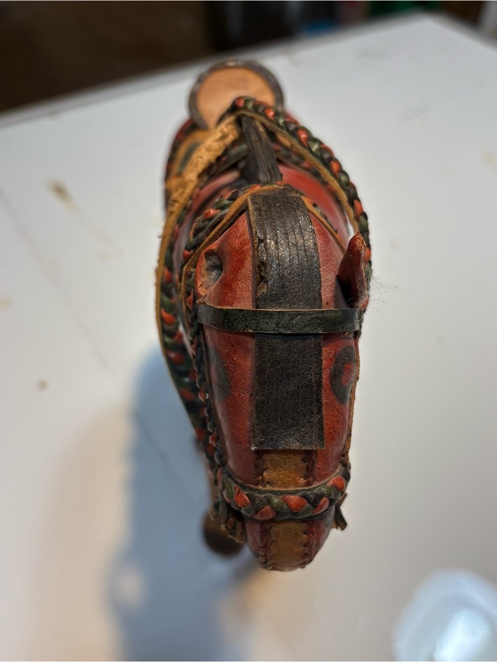 vintage leather-wrapped horse figurine style of folk art decorative collectible - Picture 4 of 11